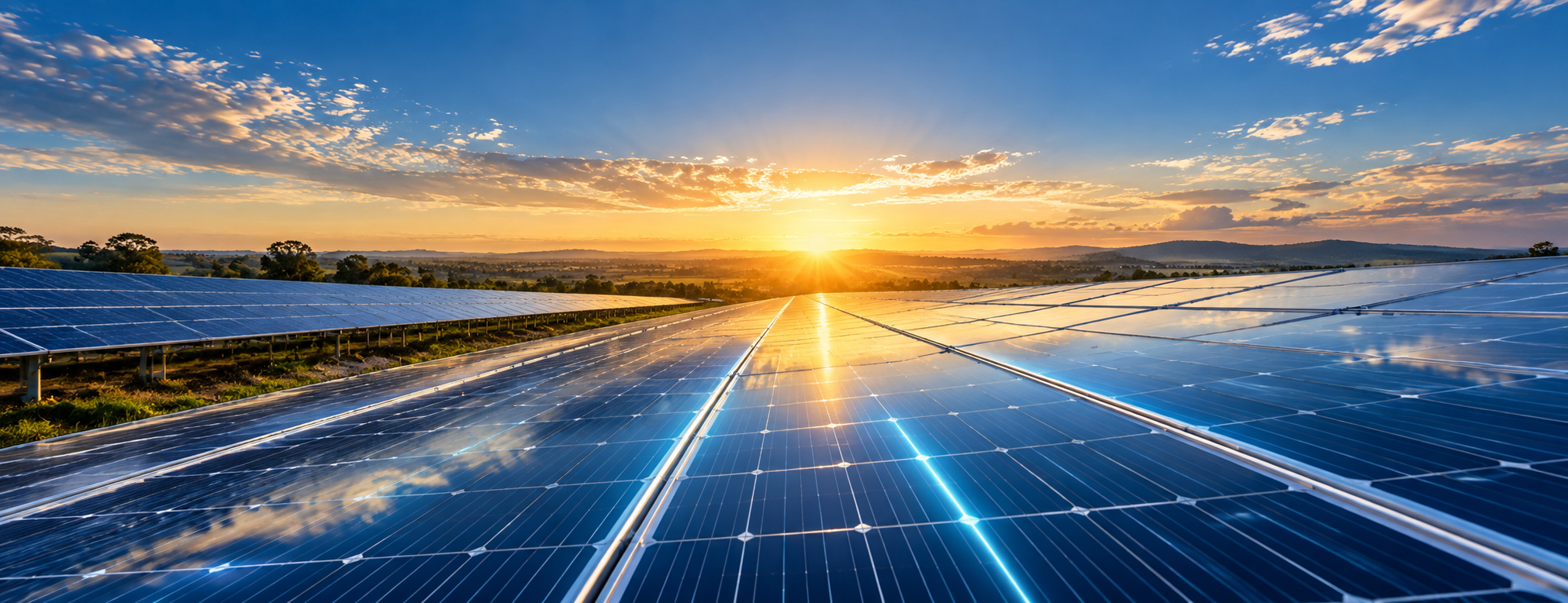 uma imagem de painéis solares gerando energia solar
